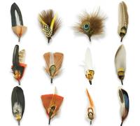 Natural Assorted Feathers Piume per cappelli da 12 pezzi, piccole piume per cappelli, piume naturali assortite per cappelli da cowboy, piume colorate artigianali per cappelli da cowboy(12 stili)