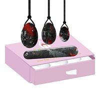 Natural Blood Stone Yoni Egg and Wand Muscle Kegel Exerciser Muscoli che stringono la palla da massaggio, forato senza scatola decorazione della stanza (Color : Drilled With Box)