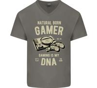 Natural Born Gamer Divertente Maglietta In Cotone A V Per Uomo