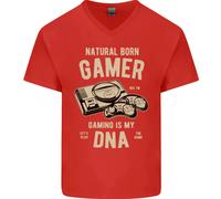 Natural Born Gamer Divertente Maglietta In Cotone A V Per Uomo