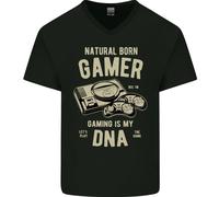 Natural Born Gamer Divertente Maglietta In Cotone A V Per Uomo