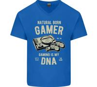 Natural Born Gamer Divertente Maglietta In Cotone A V Per Uomo