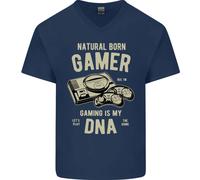 Natural Born Gamer Divertente Maglietta In Cotone A V Per Uomo