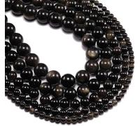 Natural Brown Obsidian Loose Round Gemstone Beads Strand - Genuine Crystal Stone Beads for DIY Bracelet, Necklace, Earrings, Jewelry Making, Art & Craft Supplies (4mm)