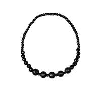 Natural Chunky Wooden Beads Statement Necklace Boho African Tribal Collar Choker Bib Necklace Hippie Vacation Jewelry for Unisex Men Women Boy-grooved black