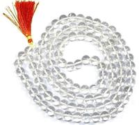 Natural Clear Quartz 108+1 Prayer Mala Necklace, 8mm White Transparent Crystal Beads, Hand Knotted Meditation Necklace with Tassel, Yoga Spiritual Jewelry for Men & Women