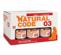 Natural Code 03 Alimento Umido per Gatti Pollo Salmone 24x85 g Alta Appetibilità