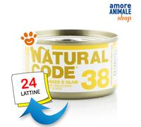 Natural Code 38 Cat Adult al Tonno, Manzo e Olive Gatti Lattina da 85 gr