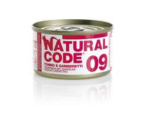 Natural Code acqua di cottura 85 gr - 09 - Tonno e Gamberetti - Confezione da 24 pezzi - Cibo umido per gatti - 1° ORDINE? scegli lo sconto BZR5 / BZR20 + 200 punti fedeltà