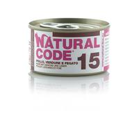 Natural Code acqua di cottura 85 gr - 15 - Fiocchi di Pollo, Verdure e Fegato - Confezione da 24 pezzi - Cibo umido per gatti - 1° ORDINE? scegli lo sconto BZR5 / BZR20 + 200 punti fedeltà