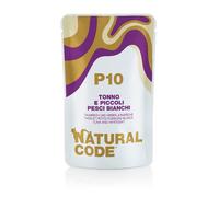Natural Code Adult Buste in Acqua di Cottura 70 gr - P10 - Tonno e Pesci Bianchi - Confezione da 24 pezzi - Cibo umido per gatti - 1° ORDINE? scegli lo sconto BZR5 / BZR20 + 200 punti fedeltà