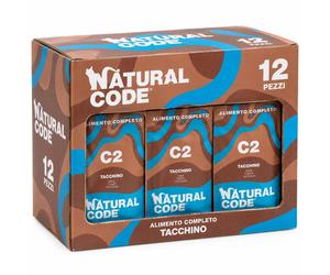Natural Code C2 Alimento Umido Completo per Gatti gusto Tacchino 12 x 70 grammi