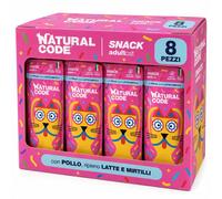 Natural Code Snack Adult per Gatti Pollo e Mirtilli 8confezioni x 60 grammi