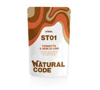 Natural Code Sterilised Buste in Acqua di Cottura 70 gr - ST01 - tonnetto e semi di lino - Confezione da 24 pezzi - 1° ORDINE? scegli lo sconto BZR5 / BZR20 + 200 punti fedeltà
