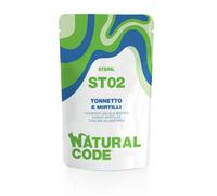 Natural Code Sterilised Buste in Acqua di Cottura 70 gr - ST02 - tonnetto e mirtilli - Confezione da 24 pezzi - 1° ORDINE? scegli lo sconto BZR5 / BZR20 + 200 punti fedeltà