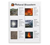 Natural Disasters Educational Poster Earth Science Geology Chart Canvas Wall Art for Classroom(Framed,08x12inch(20x30cm))