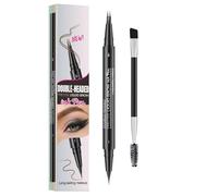 Natural Eyebrow Pen, Eye Brow Microblading Pen, Double-Ended Brow Tint with Brush, Eyebrow Contouring Pen, Eyebrow Tint Pen with 2-Fork-Tip & Precise Tip