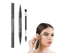 Natural Eyebrow Pen, Eye Brow Microblading Pen, Double-Ended Brow Tint with Brush, Eyebrow Contouring Pen, Eyebrow Tint Pen with 2-Fork-Tip & Precise Tip