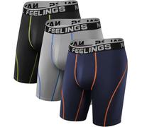 Natural Feelings Boxer sportivi a gamba lunga da uomo, confezione da 3/4, elastici da 9 pollici, taglie S-XXL, Gm8: boxer da uomo, confezione da 3 pezzi, blu navy/grigio/nero, XL