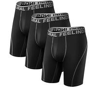 Natural Feelings Boxer sportivi a gamba lunga da uomo, confezione da 3/4, elastici da 9 pollici, taglie S-XXL, Gm8: boxer da uomo, confezione da 3 pezzi, colore nero, L