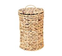 Natural Fiber Waste Basket - Woven Gourd Grass Garbage Can With Lid, Rustic Decorative Waste Bin | Mano Crafted Holder For Bedroom Kitchen Apartment Dorm Entryway Indoor,Small Decorative Boho Trash