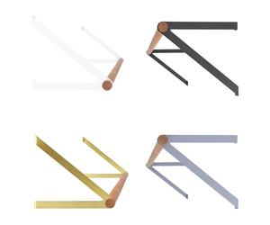 Natural Goods Berlin Appendi-Abiti da Muro Design GARD REINICKENDORF | Montaggio a Parete | Supporti per Asta per Abiti in Metallo in Bianco | 100cm Barra Rotonda in Legno di Rovere Europeo