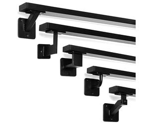 Natural Goods Berlin OBLONG - Set di 2 corrimano in metallo nero / 2 supporti per corrimano grande e 150 cm, ringhiera per scale verniciate a polvere, per interni ed esterni