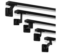 Natural Goods Berlin OBLONG - Set di corrimano in metallo nero, 5 supporti per corrimano SLANT & 400 cm, ringhiera per scale verniciate a polvere, per interni ed esterni