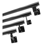 Natural Goods Berlin Set corrimano tube - metallo nero 100 cm & 2 x supporto EDGE - ringhiera per scale esterne - Corrimano per scale verniciate a polvere - Asta per balletto a parete - scale da