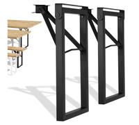 Natural Goods Berlin Set di 2 panchine da giardino pieghevole (nero, 43 cm x 23 cm) - Gambe per panca da birra in metallo - Robusto telaio per esterni per giardino, terrazza e campeggio