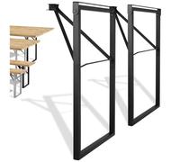 Natural Goods Berlin Set di 2 tavoli da giardino con telaio pieghevole (nero, 70 x 42 cm) - Gambe del tavolo in metallo con profilo a cassetta per set di tende da birra, robusto telaio da tavolo per