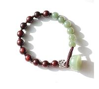 Natural Green Hetian Jade Pterocarpus striata Bracciale in Perline Donne Fatte Fatte a Mano Buddhismo Etnico Brattaforma in Stile Etnico Gioielli