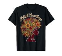 Natural Hair Floral Afro Woman Melanin Pride Maglietta