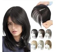 Natural Hair Toppers With Bangs For Women Adding Hair Volume Topper (BLACK)