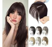 Natural Hair Toppers With Bangs For Women Adding Hair Volume Topper (BLACK BROWN)