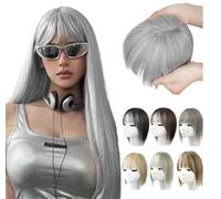 Natural Hair Toppers With Bangs For Women Adding Hair Volume Topper (GREY)