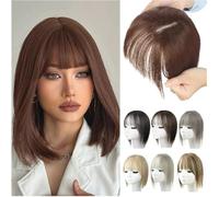 Natural Hair Toppers With Bangs For Women Adding Hair Volume Topper (LIGHT BROWN)