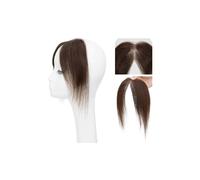 Natural Human Hair Bangs Side Fringe for Women Middle Part False Bangs Clip-in Extensions Invisible Hairpieces Human Hair Topper(Brown)
