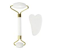Natural Jade Face Roller Gua Sha Set Di Raschietti Massaggiatore Per Viso Collo Beauty Guasha Massage Tool Lifting Facciale Sottile Per Beauty Spa Salon Strumenti Per La Cura Della Salute,Bianco B