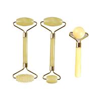 Natural Jade Face Roller Gua Sha Set Di Raschietti Massaggiatore Per Viso Collo Beauty Guasha Massage Tool Lifting Facciale Sottile Per Beauty Spa Salon Strumenti Per La Cura Della Salute,Giallo D