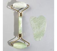 Natural Jade Face Roller Gua Sha Set Di Raschietti Massaggiatore Per Viso Collo Beauty Guasha Massage Tool Lifting Facciale Sottile Per Beauty Spa Salon Strumenti Per La Cura Della Salute,Smeraldo C