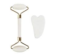 Natural Jade Face Roller Gua Sha Set Di Raschietti Massaggiatore Per Viso Collo Beauty Guasha Massage Tool Lifting Facciale Sottile Per Beauty Spa Salon Strumenti Per La Cura Della Salute,Bianco C
