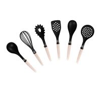 Natural Line Set di 6 Utensili da Cucina per Pentole Antiaderenti, Manici con Paglia, Antigraffio, Resistenti al Calore, Mestolo, Spatola, Schiumarola, Frusta