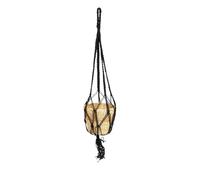 NATURAL LIVING " Sospensione macrame nero e porta piante in erba di KANS H125CM