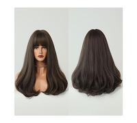 Natural Looking & Comfortable | Long Lasting Quali Parrucca con frangia for donna Parrucche ondulate for capelli sintetici Parrucca da 18 pollici for cosplay e feste quotidiane transform Your Look wit