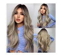 Natural Looking & Comfortable | Long Lasting Quali Parrucche castane bionde for donna Parrucca lunga bionda ondulata con radici scure Parrucca sintetica resistente al calore transform Your Look with H