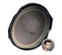 Natural Looking Hairpiece for Men, Parrucca da uomo con capelli umani, sistema di capelli in pizzo francese traspirante, 8×10" in PU morbido attorno ai capelli maschili, protesi 120% densità, unità di