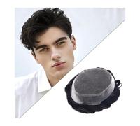 Natural Looking Hairpiece for Men, Parrucca for uomo con capelli umani, Australia, pizzo svizzero, attaccatura naturale dei capelli, pelle PU e pizzo, protesi capillare maschile, sistema di capelli fo