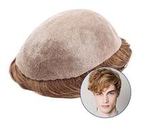 Natural Looking Hairpiece for Men, Parrucchino for capelli maschili 0,12 mm V-loop Pu Parrucchino for capelli umani da uomo Parrucche a onda durevole for uomo Unità di sistema di sostituzione dei cape