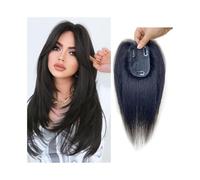 Natural Looking Hairpiece for Women, Topper for capelli umani for donna con capelli diradati 7×10 cm Topper for capelli con base in seta invisibile sulla pelle con frangia Pezzo di capelli lisci Remy